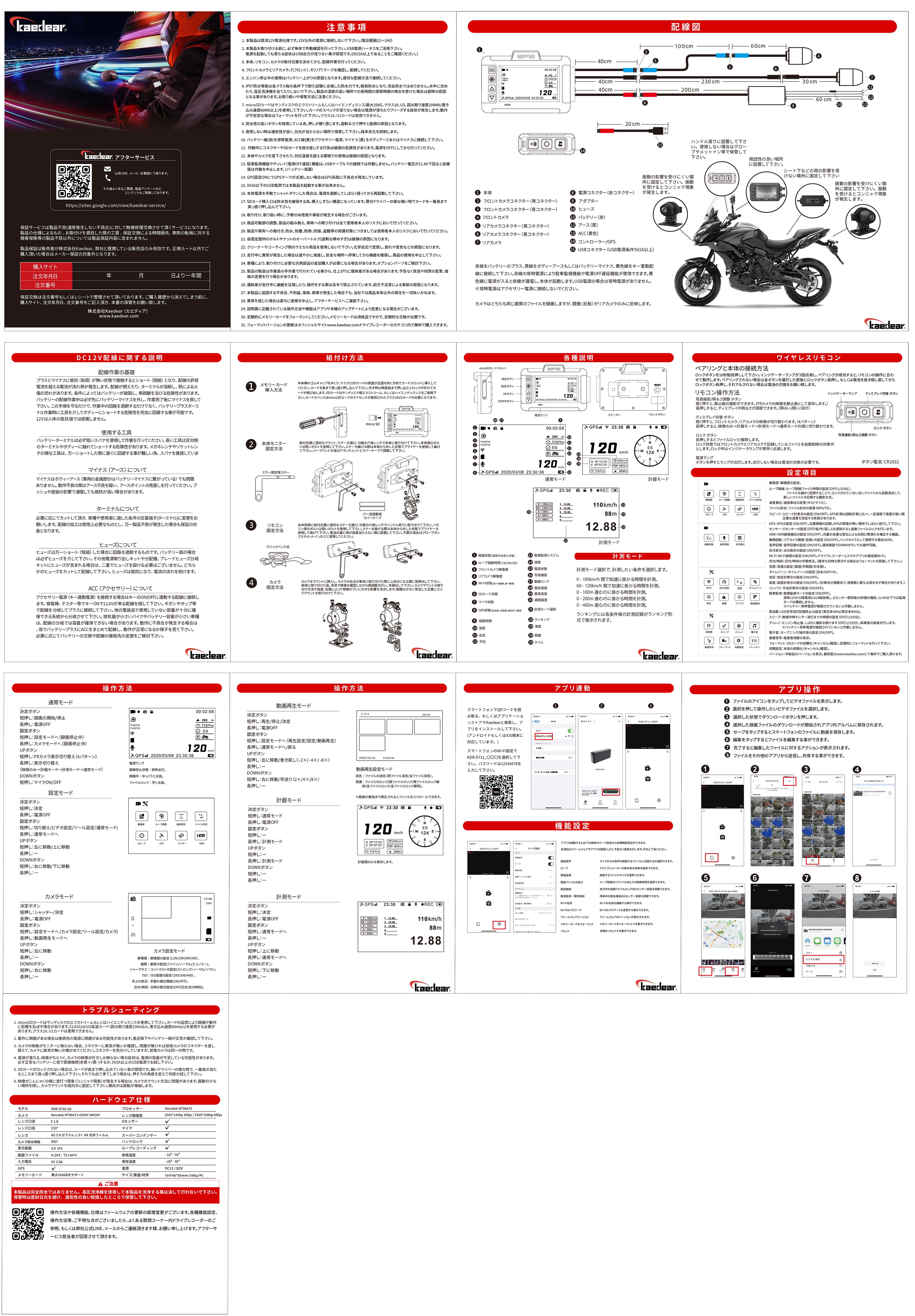 取り扱い説明書 ドライブレコーダー KDR-D702-60 – Kaedear(カエディア)