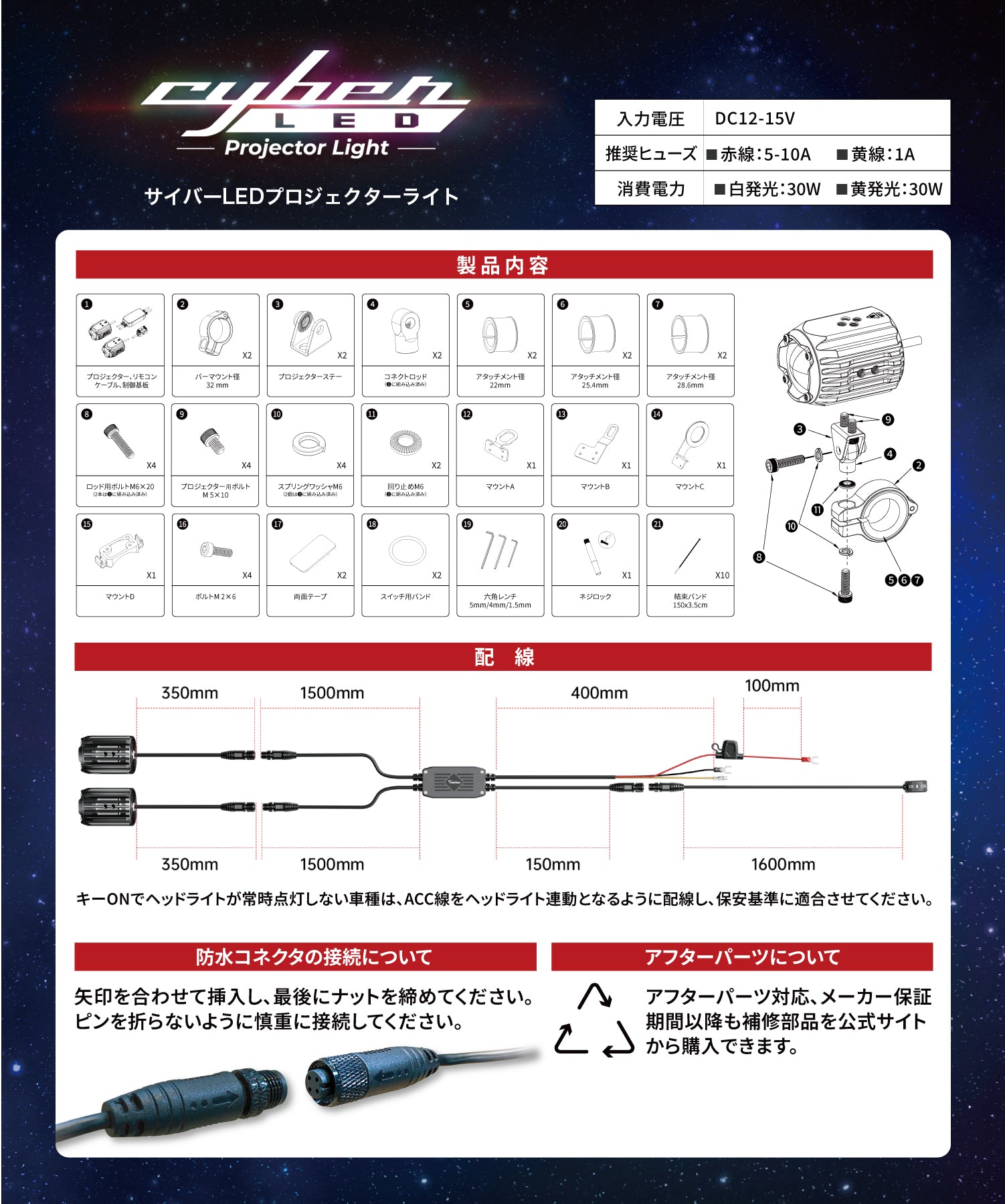 Kaedear(カエディア) Cyber LED プロジェクター ライト KDR-K10-W15