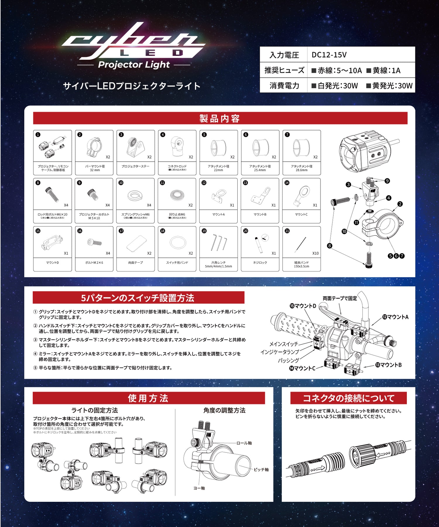 Kaedear(カエディア) Cyber LED プロジェクター ライト KDR-K11-W15