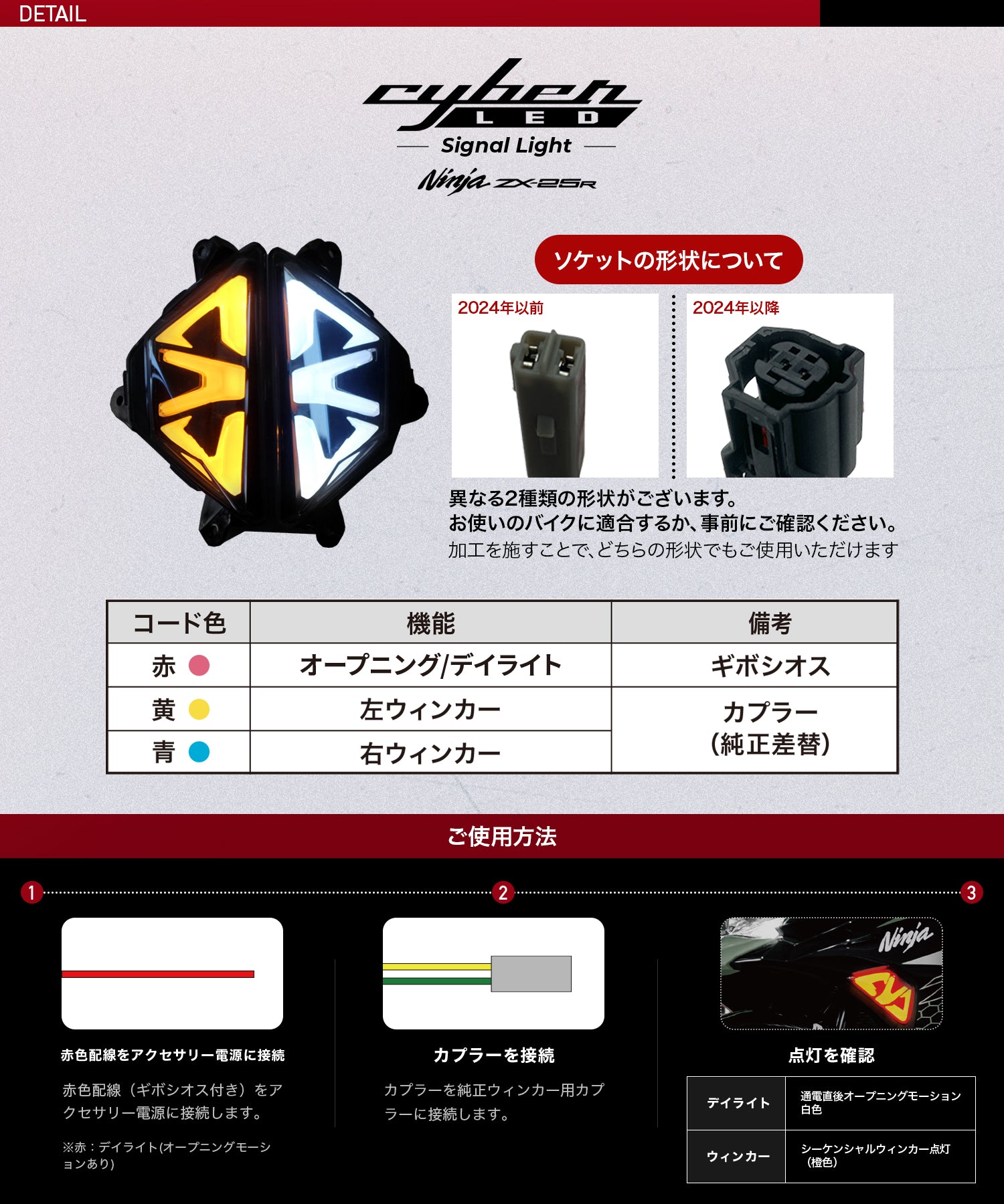 Cyber LED KAWASAKI Ninja ZX-25R カスタムウィンカー / Ninja250 / Nija400 / Ninja –  株式会社Kaedear【カエディア公式】Yokohama Moto Accessory