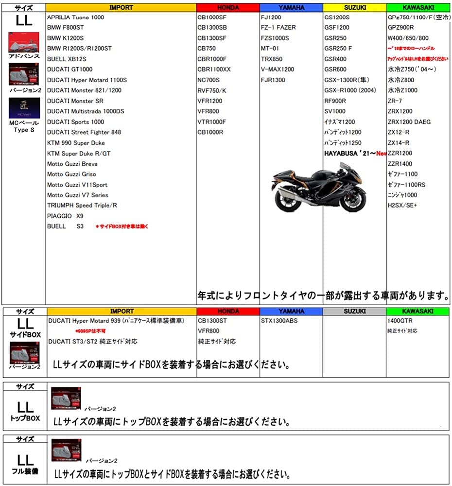 匠 バイクカバー バージョン2 LL トップボックス【TA932-LLF